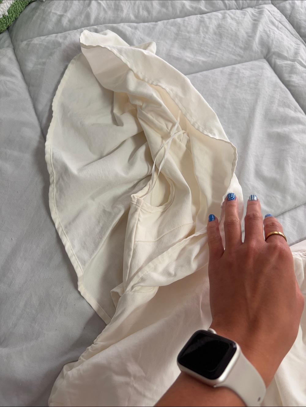 White/Cream Ruffle Sleeve Ruched Mini Dress - Picture 4 of 6